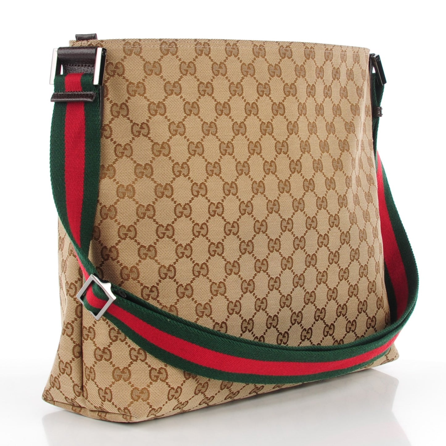 Monogram Web Medium Flat Messenger Bag Dark Brown
