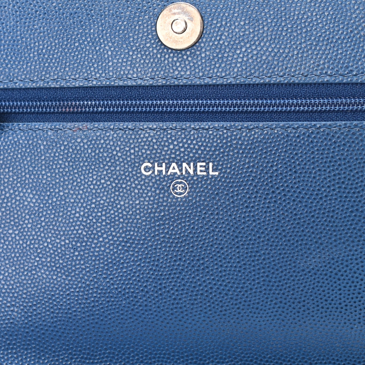 Chanel Caviar Quilted Boy Wallet On Chain WOC Blue 6 of 14