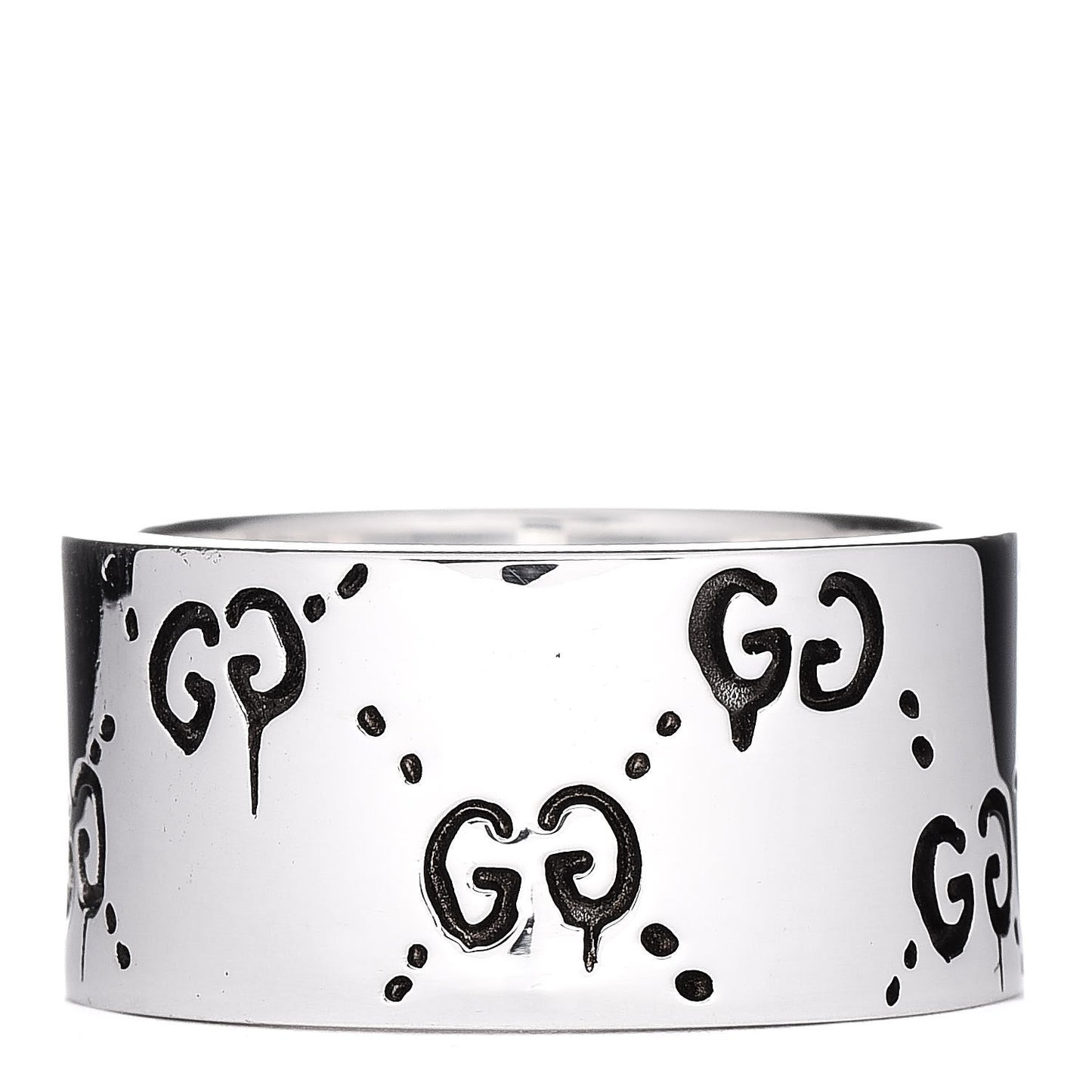 Sterling Silver GucciGhost Hamlet Skull Band Ring 62 10