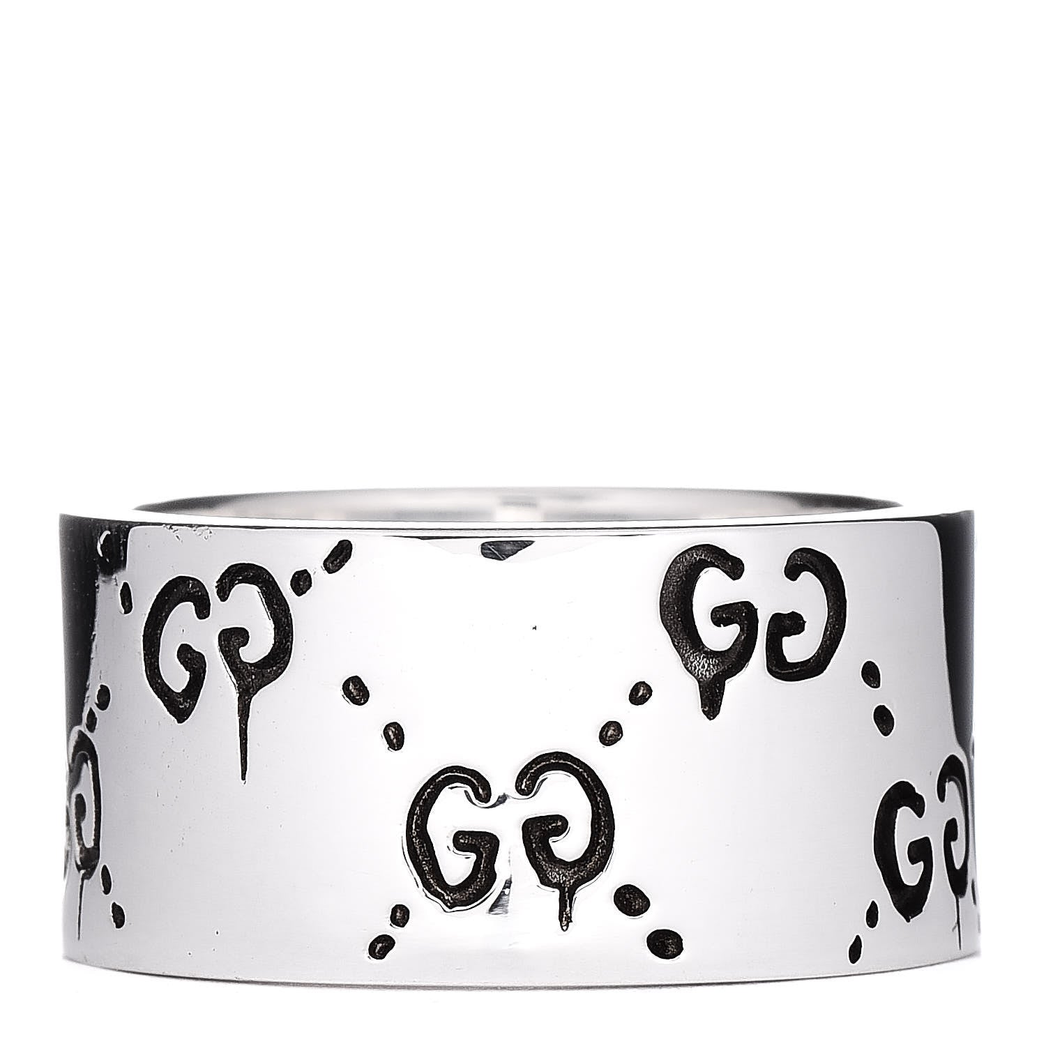 Gucci Sterling Silver GucciGhost Hamlet Skull Band Ring 62 10 3 of 6