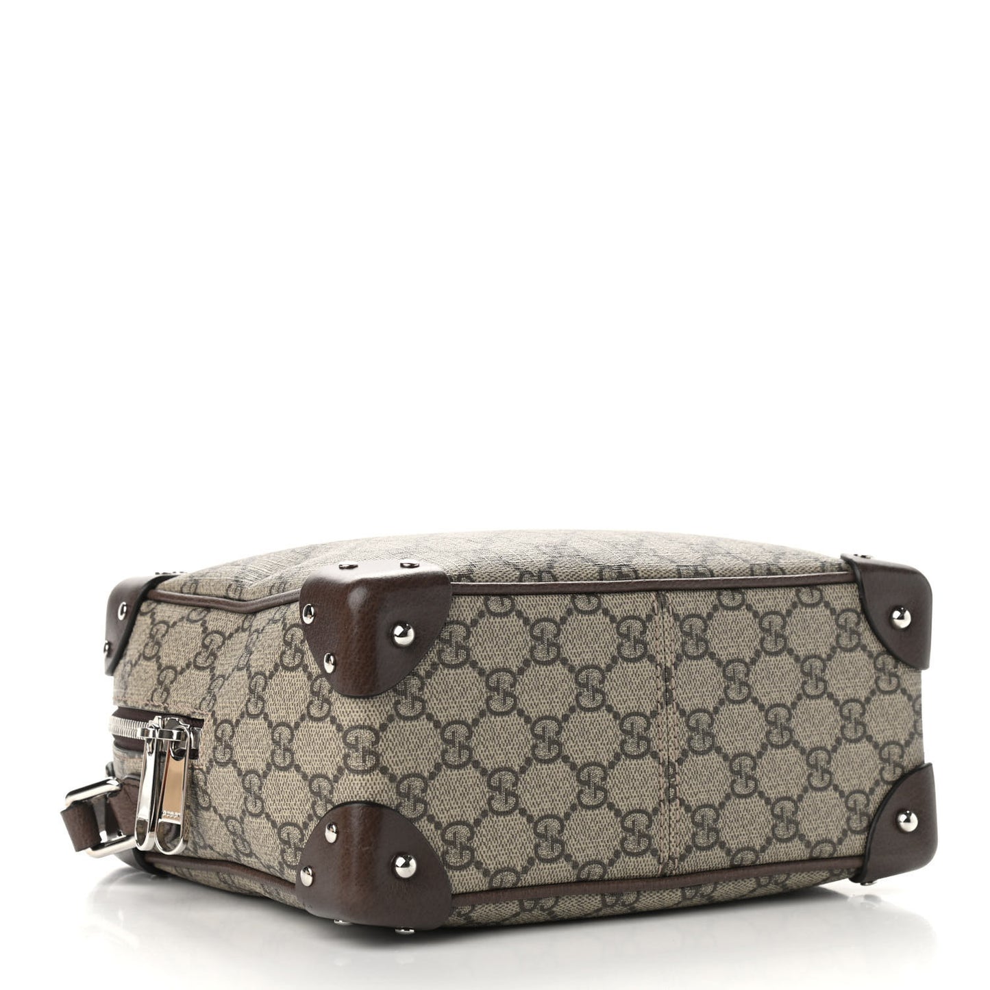 GG Supreme Monogram Textured Calfskin Square Messenger Bag Beige Ebony New Acero