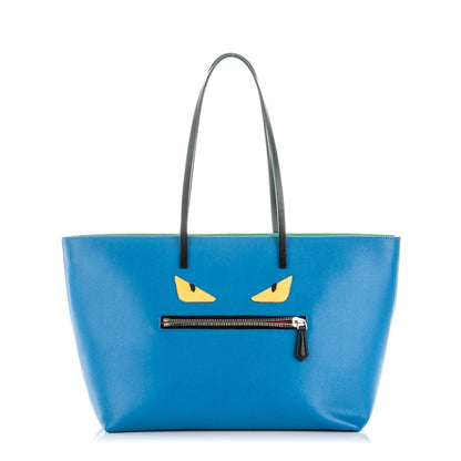 Fendi Vitello Elite Cuoio Monster Buggies Medium Roll Tote Zaffire Black Multicolor Lago 1 of 7