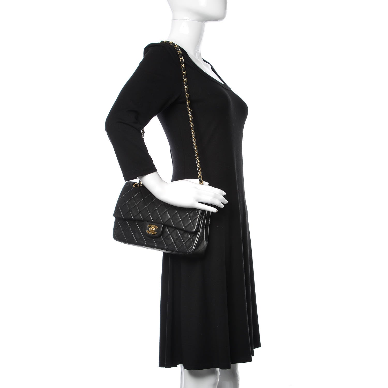 Chanel Lambskin Quilted Medium Double Flap Black 2 of 13
