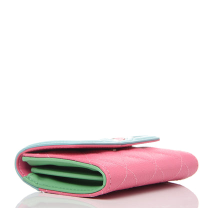 Chanel Caviar Quilted Filigree Flap Card Holder Pink Blue Green 4 of 9