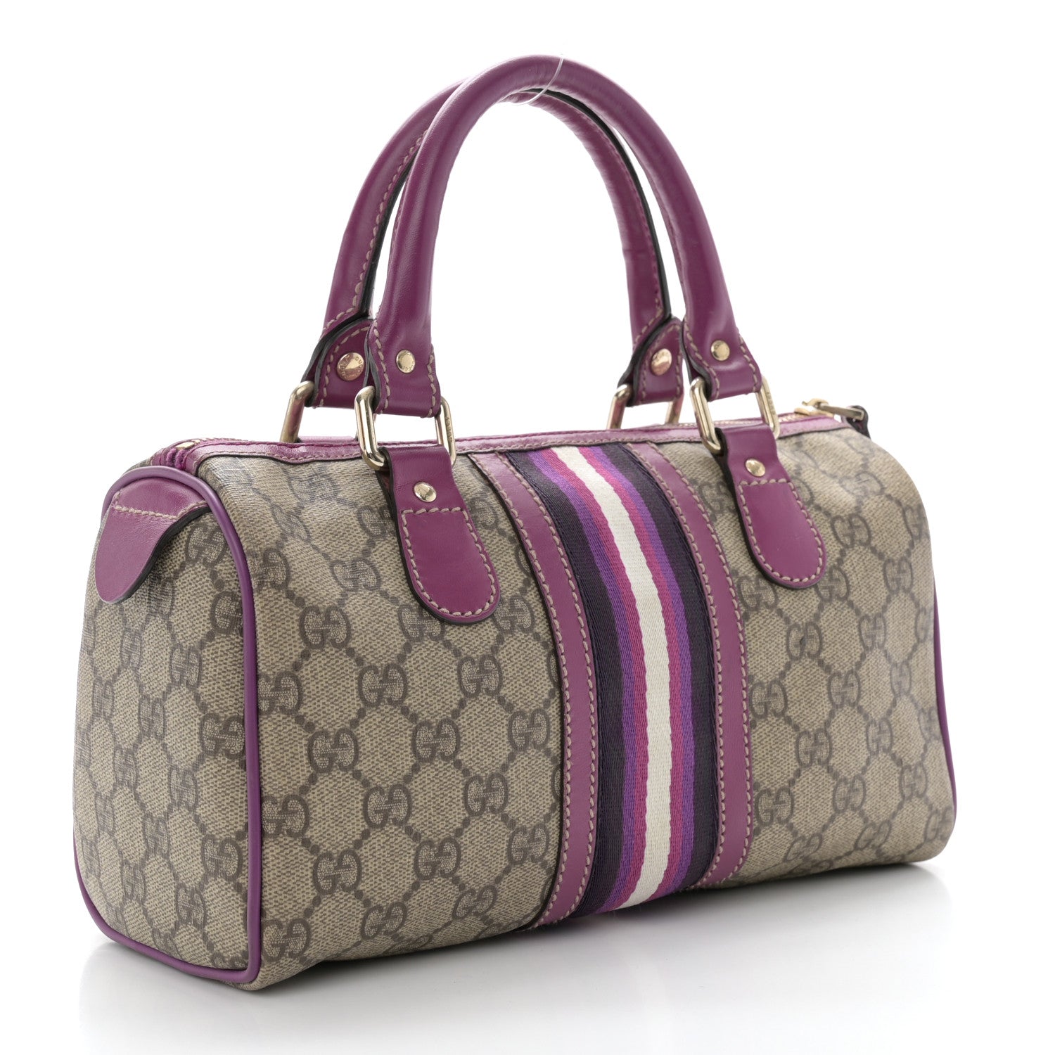 Gucci Monogram Vintage Web Small Boston Purple 3 of 12