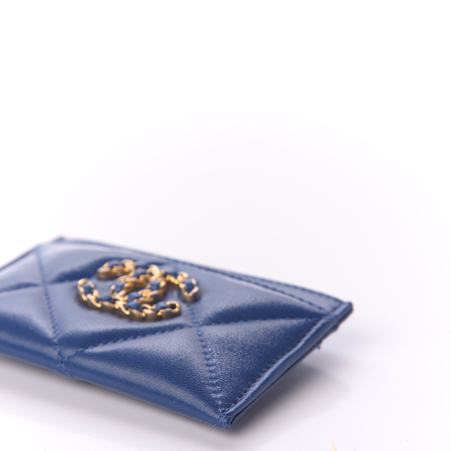 Chanel Shiny Goatskin Quilted 19 Card Holder Dark Blue 7 of 12