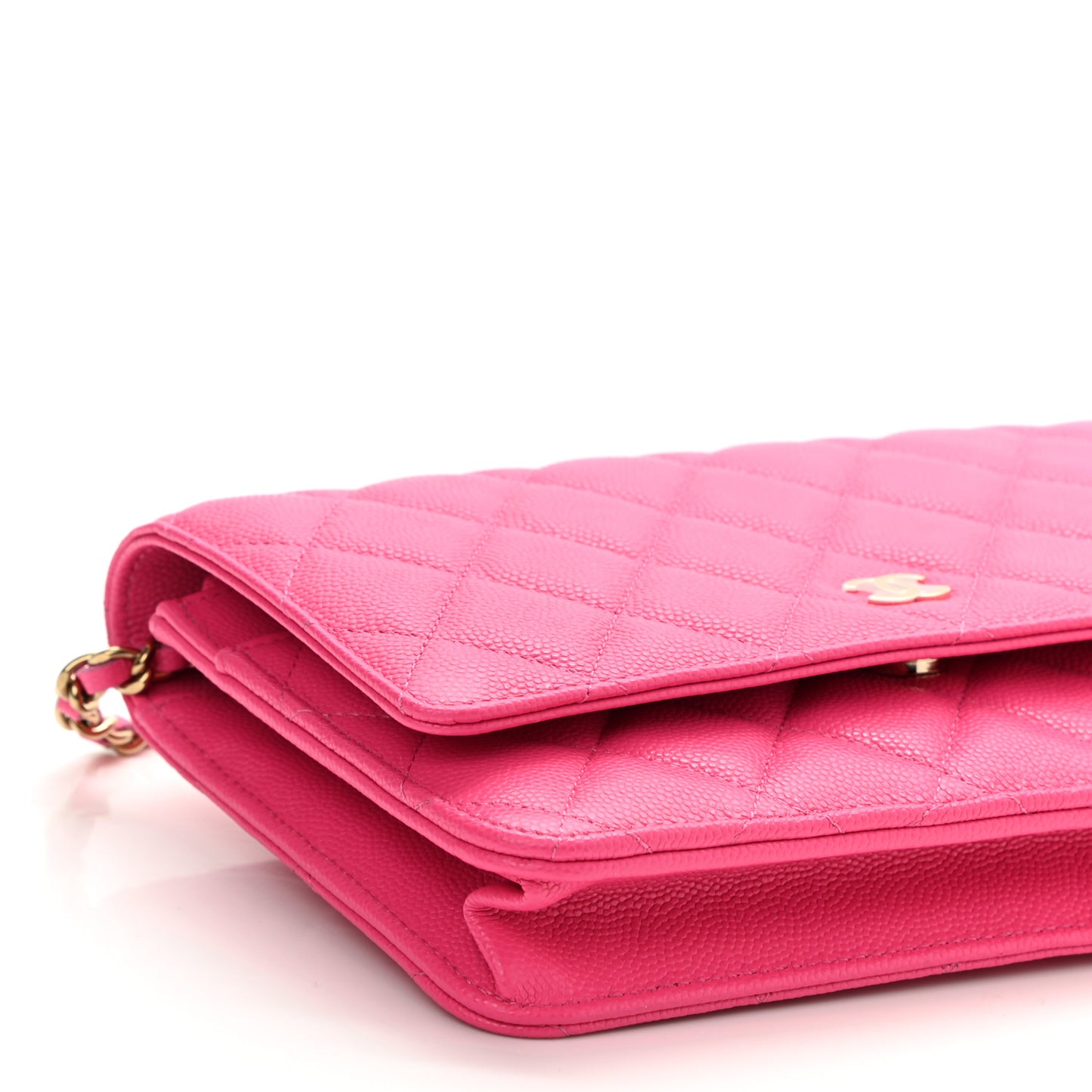 Caviar Quilted Wallet On Chain WOC Fuchsia