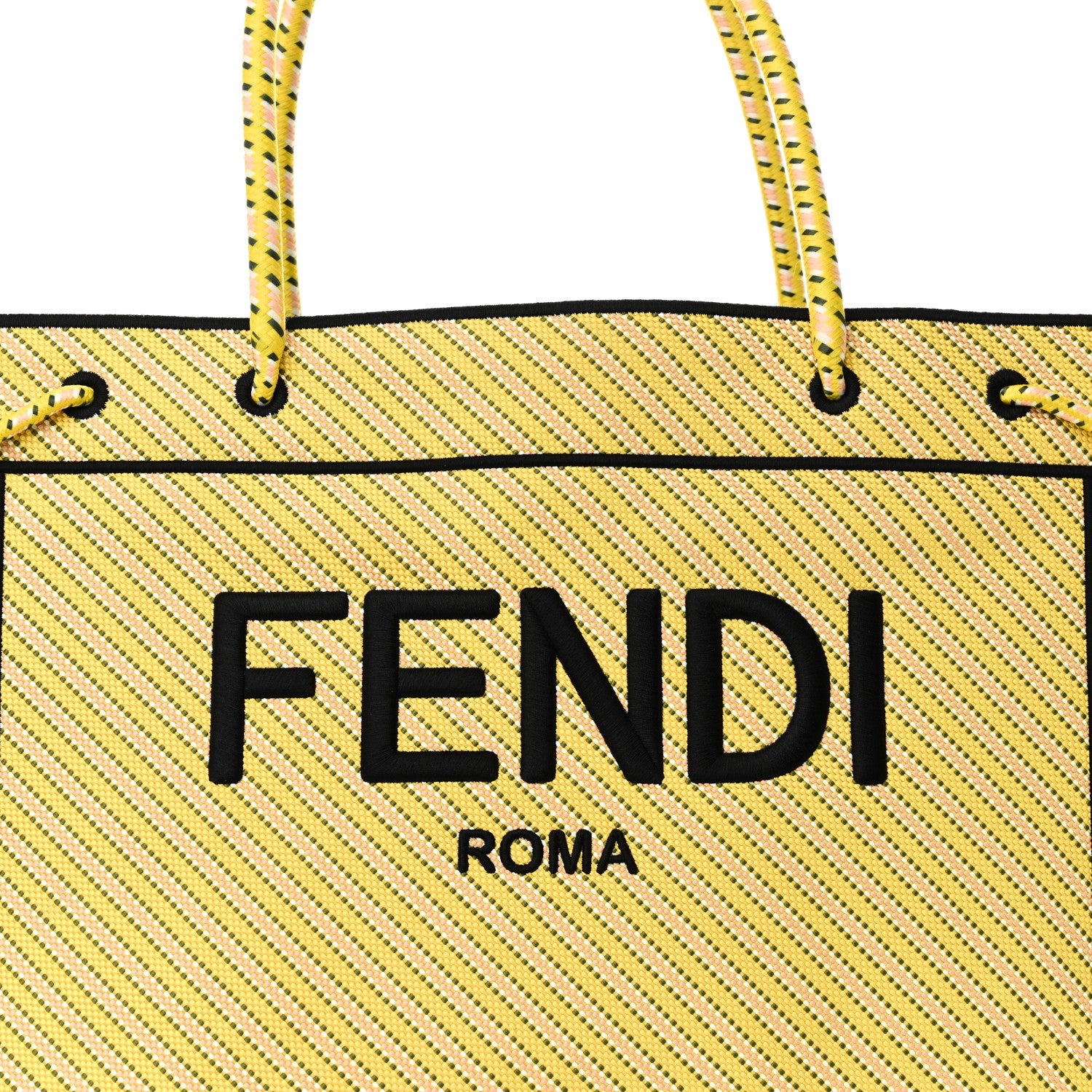Fendi Canvas Roma Logo Large Shopping Tote Limone Multicolor 7 of 9