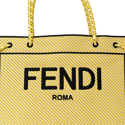 Fendi Canvas Roma Logo Large Shopping Tote Limone Multicolor 7 of 9