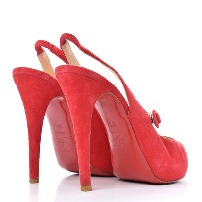 Christian Louboutin Suede Rolande Boucle 120 Pumps 35.5 Geranium 4 of 9