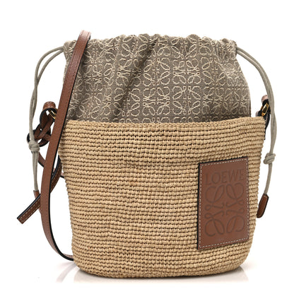 Loewe Calfskin Raffia Bucket Bag Natural Tan 1 of 11