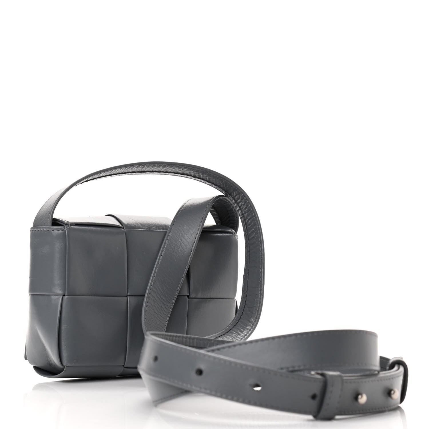 Bottega Veneta Paper Calfskin Maxi Intreccio Extra Mini Cassette Crossbody Bag Grey 3 of 10