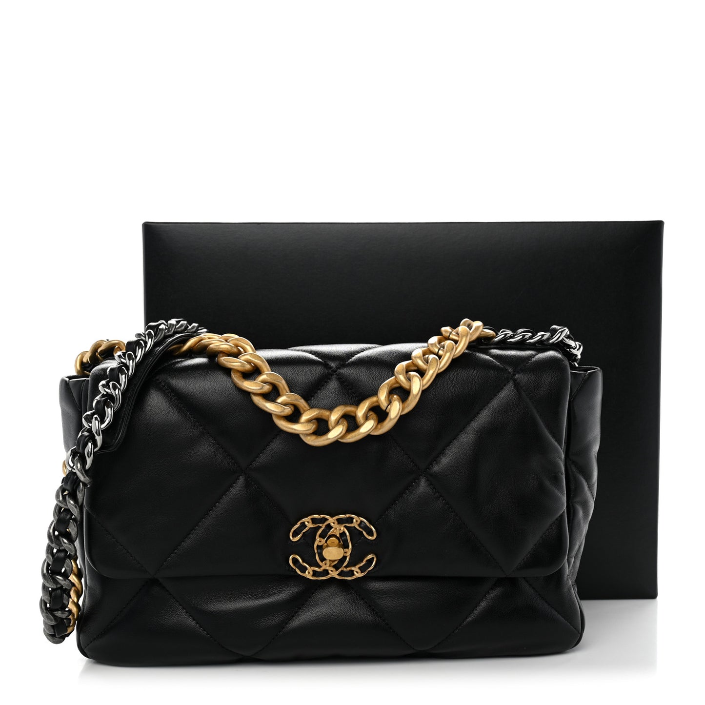 Lambskin Quilted Large Chanel 19 Flap Black