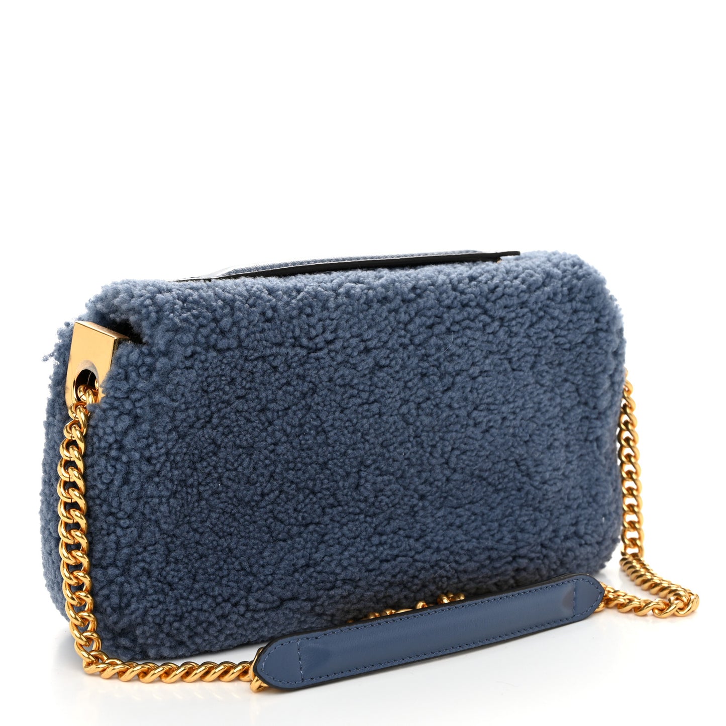 Shearling Lambskin FF Midi Chain Baguette Mirto
