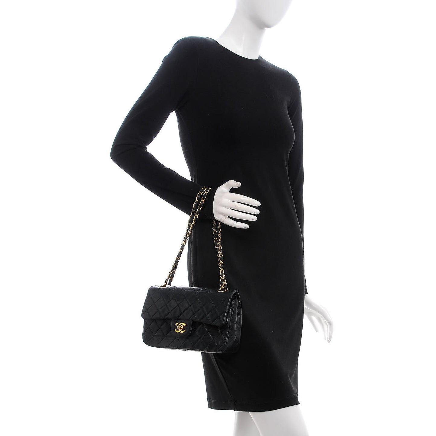 Lambskin Quilted Small Double Flap Black