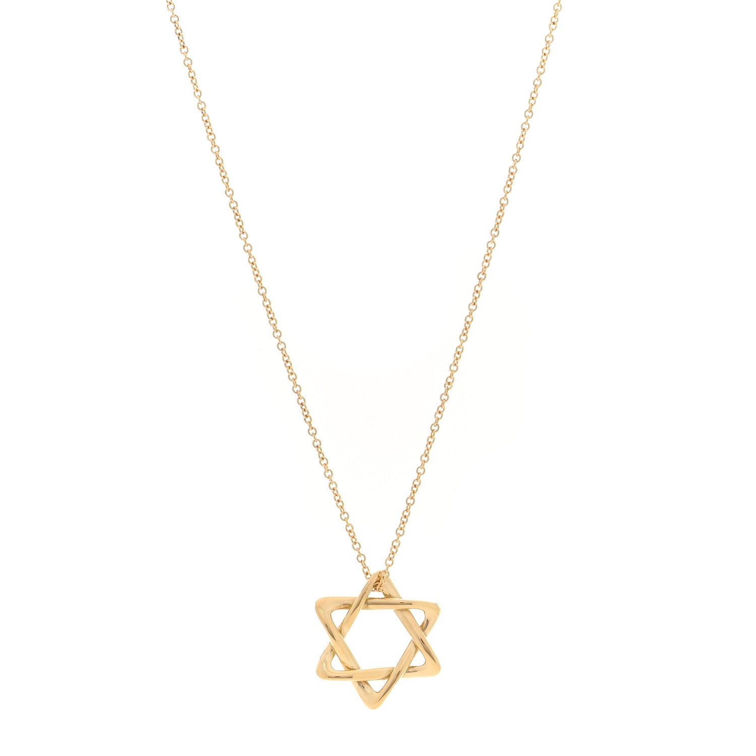 Tiffany 18K Yellow Gold Elsa Peretti Star of David Pendant Necklace 1 of 4