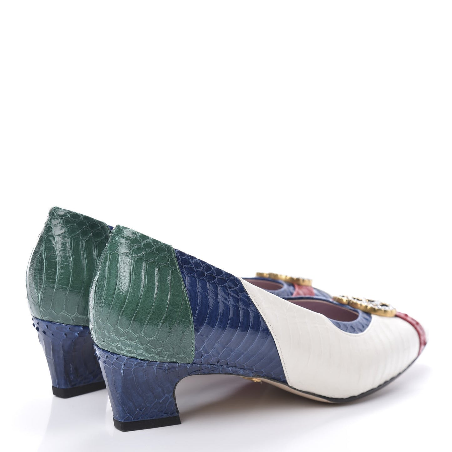 Snakeskin Crystal Double G Pumps 37 Multicolor