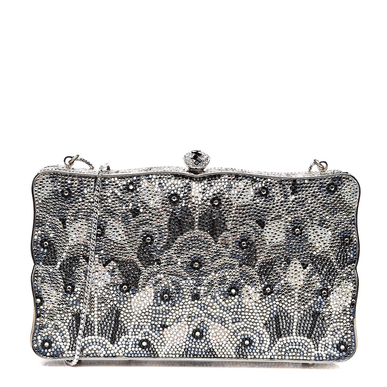 Judith Leiber Swarovski Crystal Minaudière Deco Clutch Black 1 of 20