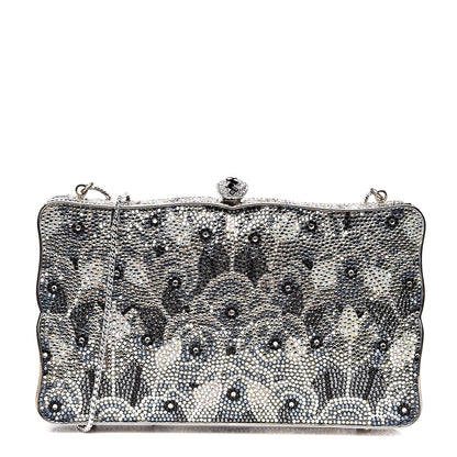 Judith Leiber Swarovski Crystal Minaudière Deco Clutch Black 1 of 20