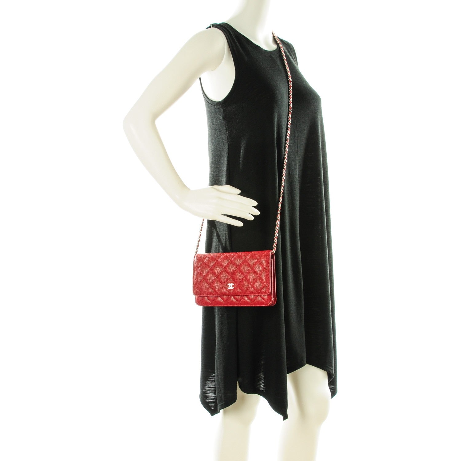 Chanel Caviar Quilted Wallet On Chain WOC Red 2 of 8