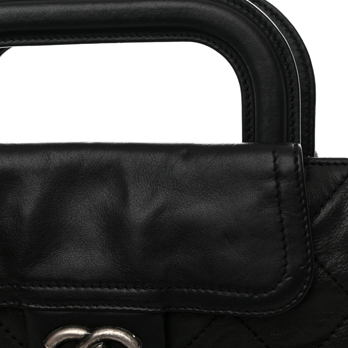Iridescent Calfskin Quilted In The Mix Shopping Tote Black