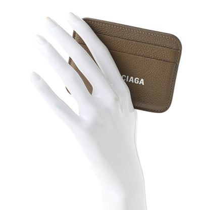 Balenciaga Grained Calfskin Logo Cash Rounded Card Holder Mink Grey White 2 of 9