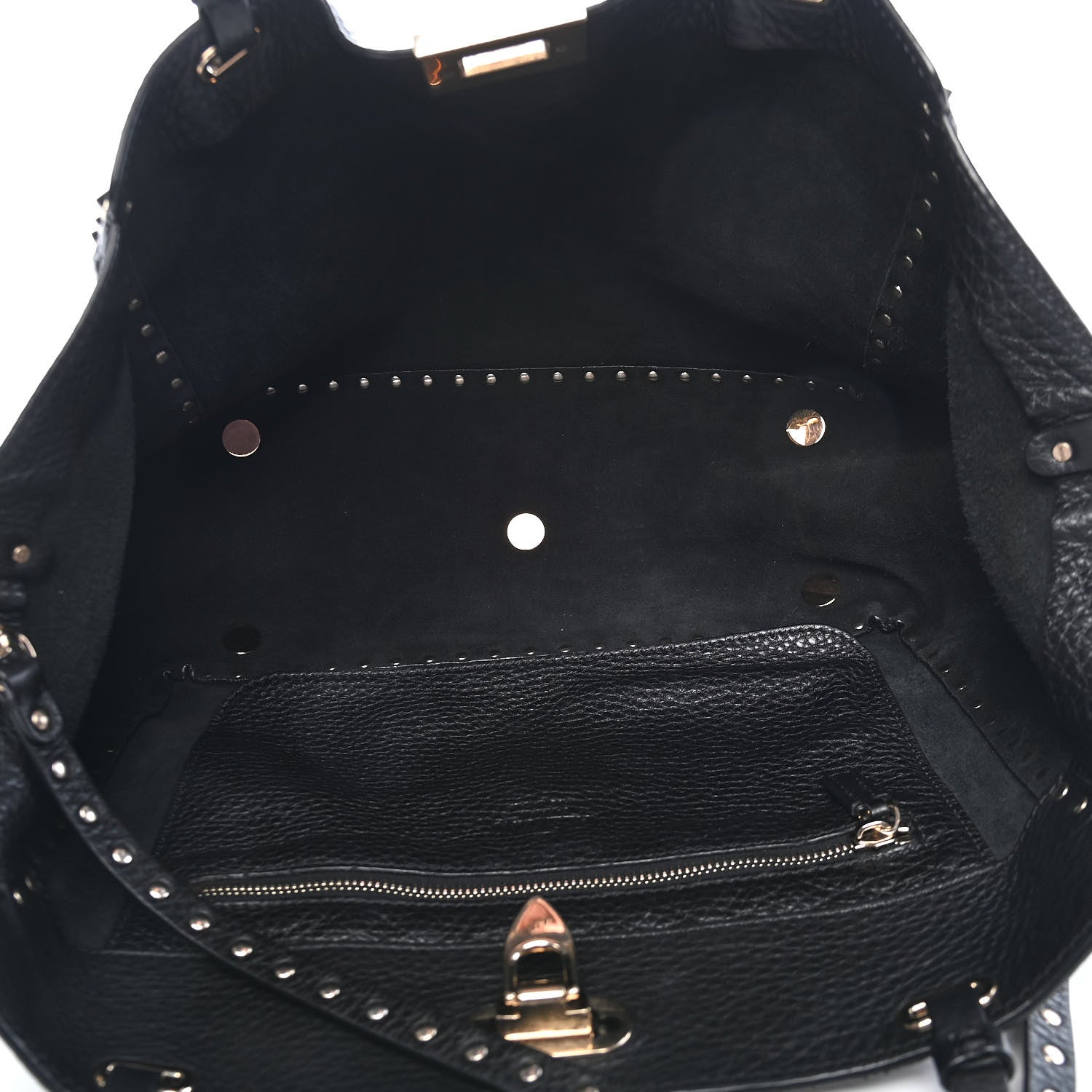 Valentino Garavani Pebbled Calfskin Medium Rockstud Tote Black 5 of 11