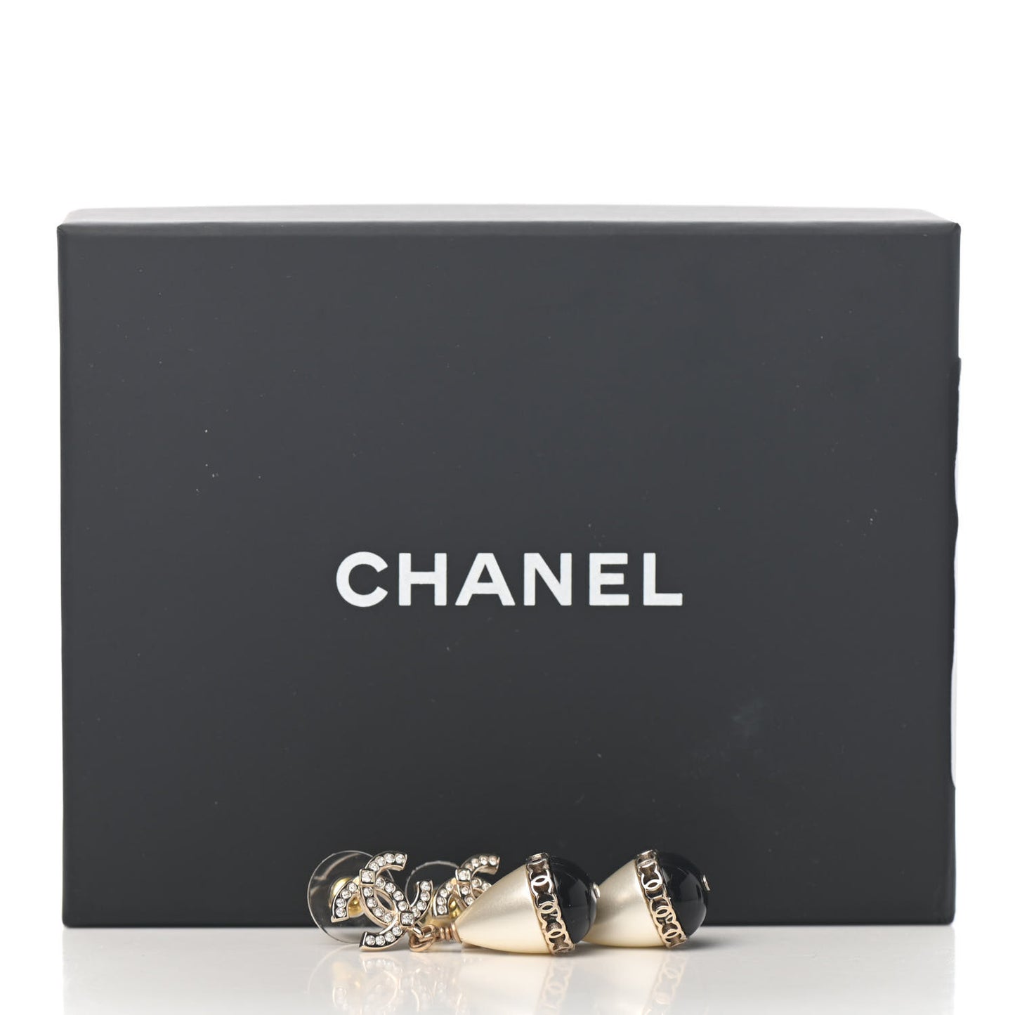 Crystal Pearl CC Fantasy Drop Earrings Gold Black