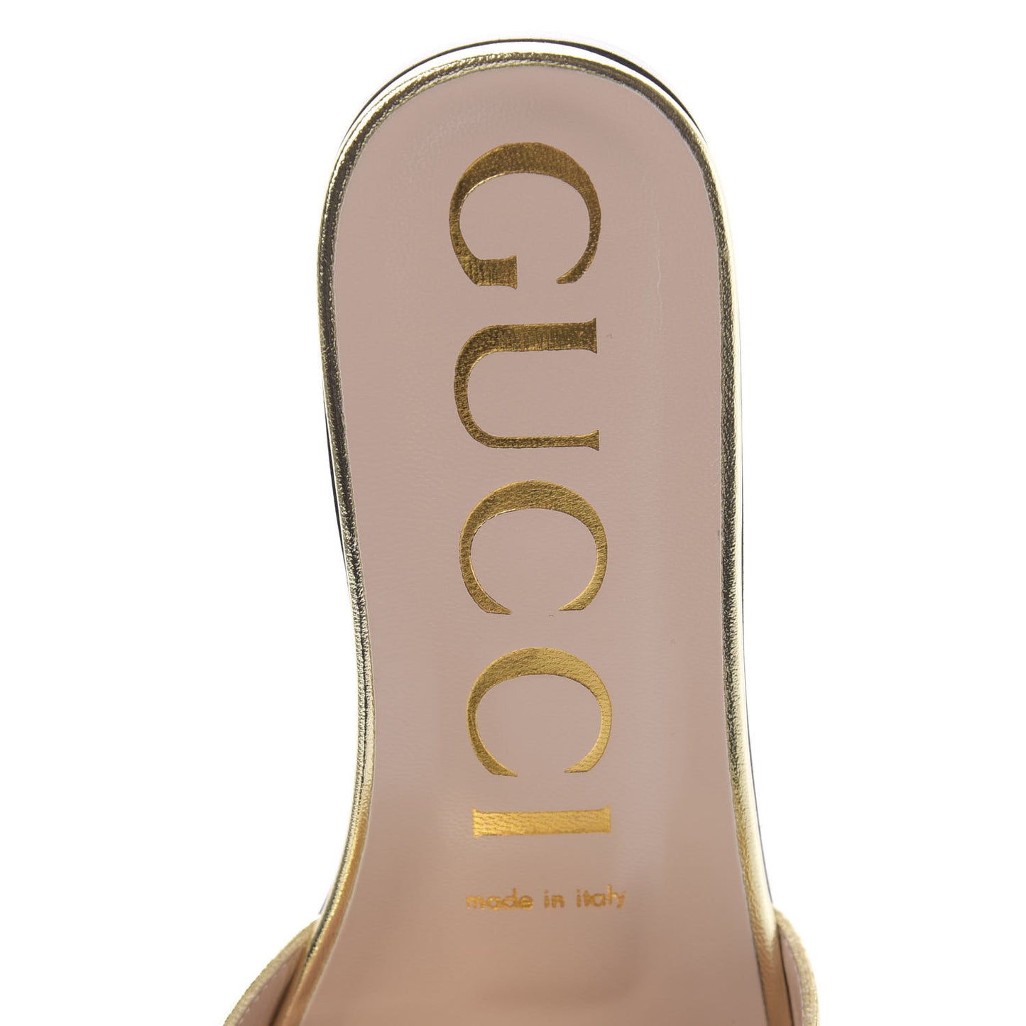 Metallic Nappa Crystal Square G Madelyn Slide Sandals 36 Gold