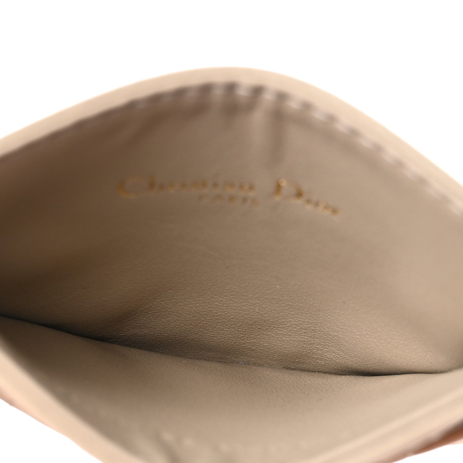 Christian Dior Supple Calfskin Cannage Caro Freesia Card Holder Powder Beige 5 of 7