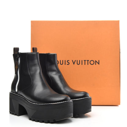 Louis Vuitton Calfskin Monogram Power Squad Flat Ankle Boots 39 Black 12 of 13