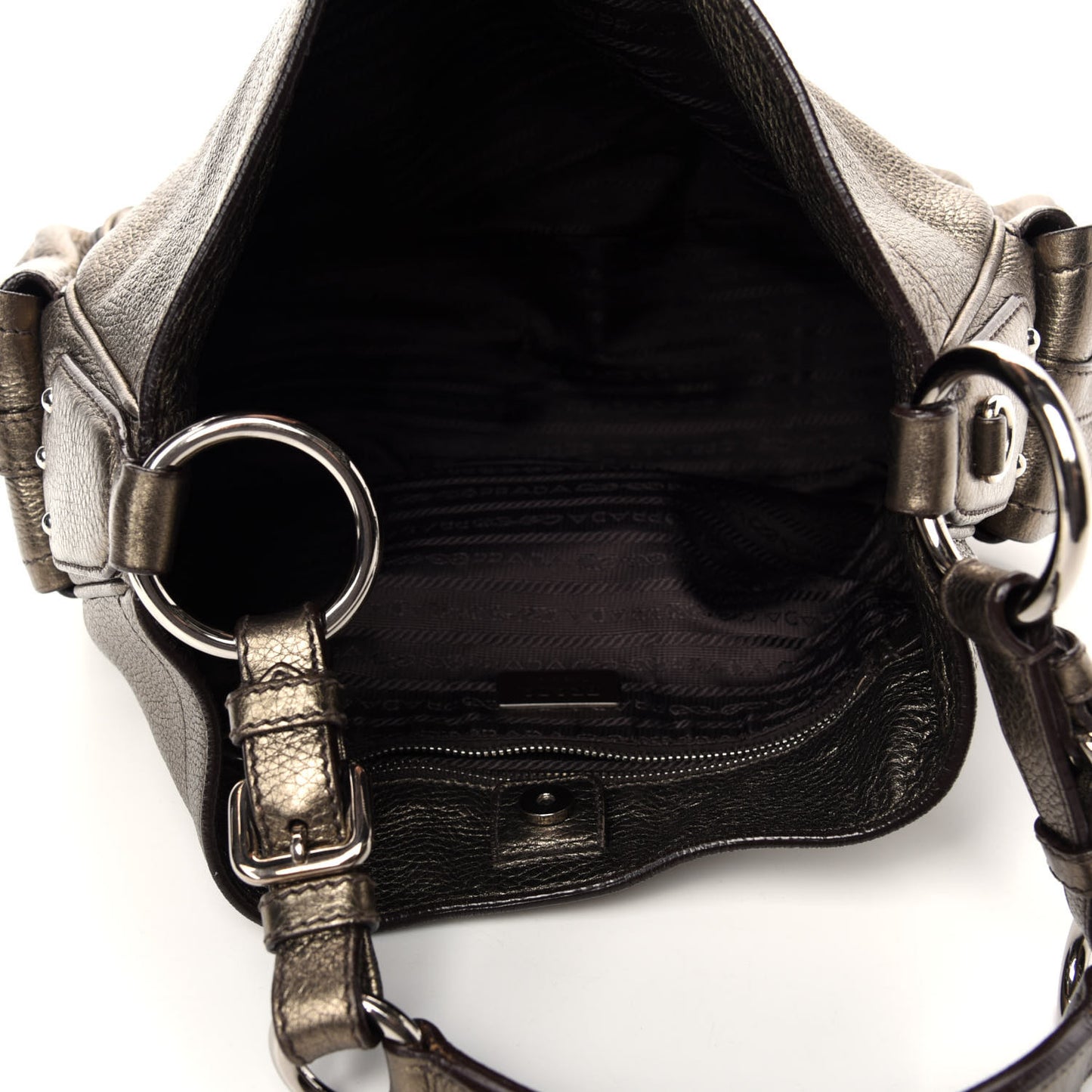 Metallic Vitello Daino Side Pocket Hobo Gold