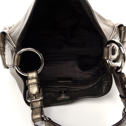 Prada Metallic Vitello Daino Side Pocket Hobo Gold 5 of 9