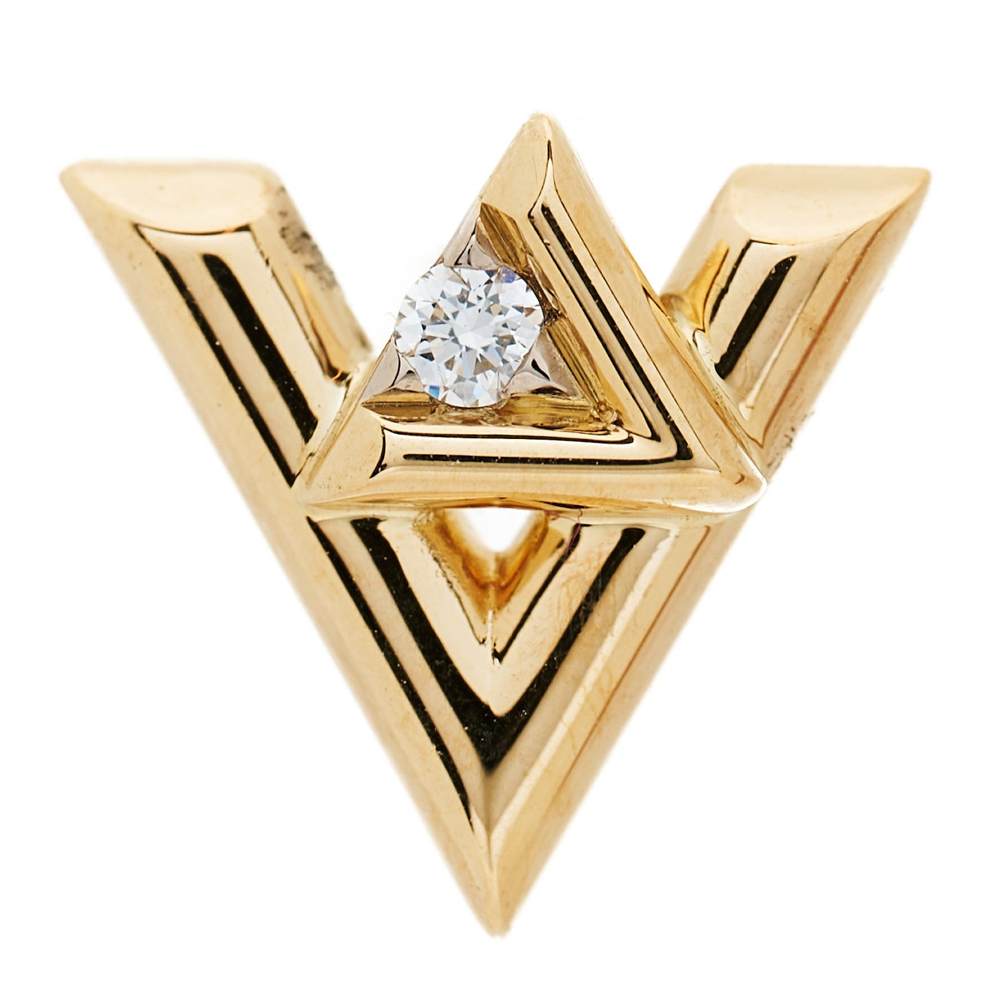 18K Yellow Gold Diamond LV Volt Single Stud Earring