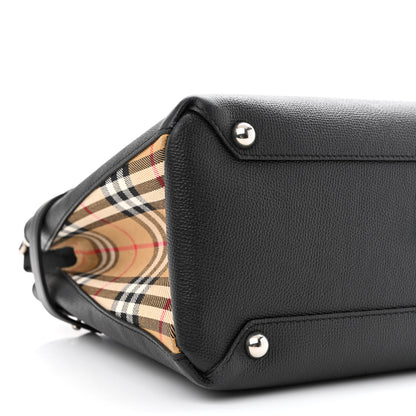 Burberry Derby Calfskin Vintage Check Medium Banner Tote Black 10 of 13