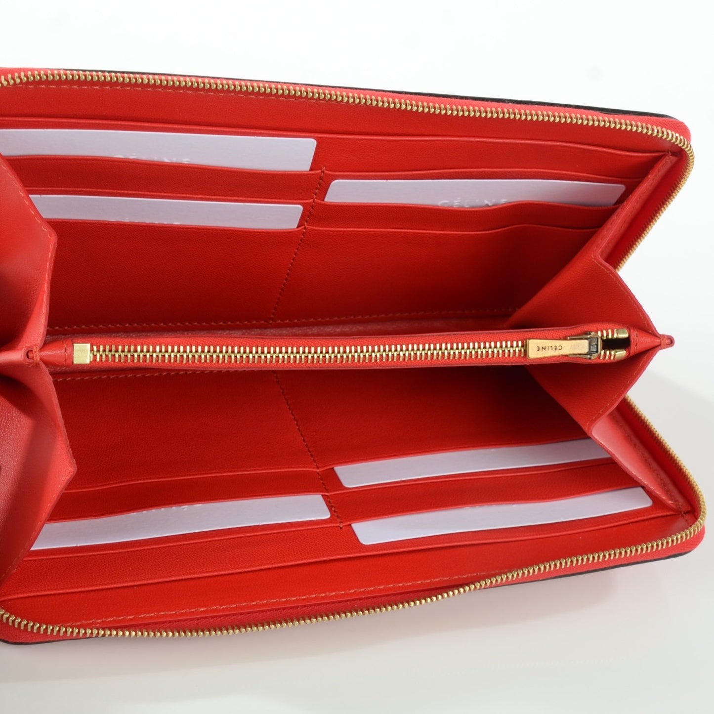 Calfskin Large Zip Around Multifunction Wallet Coquelicot
