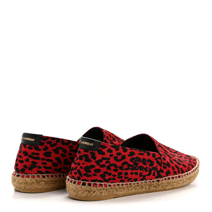 Saint Laurent Canvas Leopard Print Espadrilles 38 Red Black 5 of 10