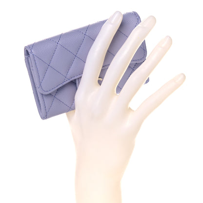 Chanel Caviar Quilted Flap Card Holder Wallet Light Purple 2 of 9