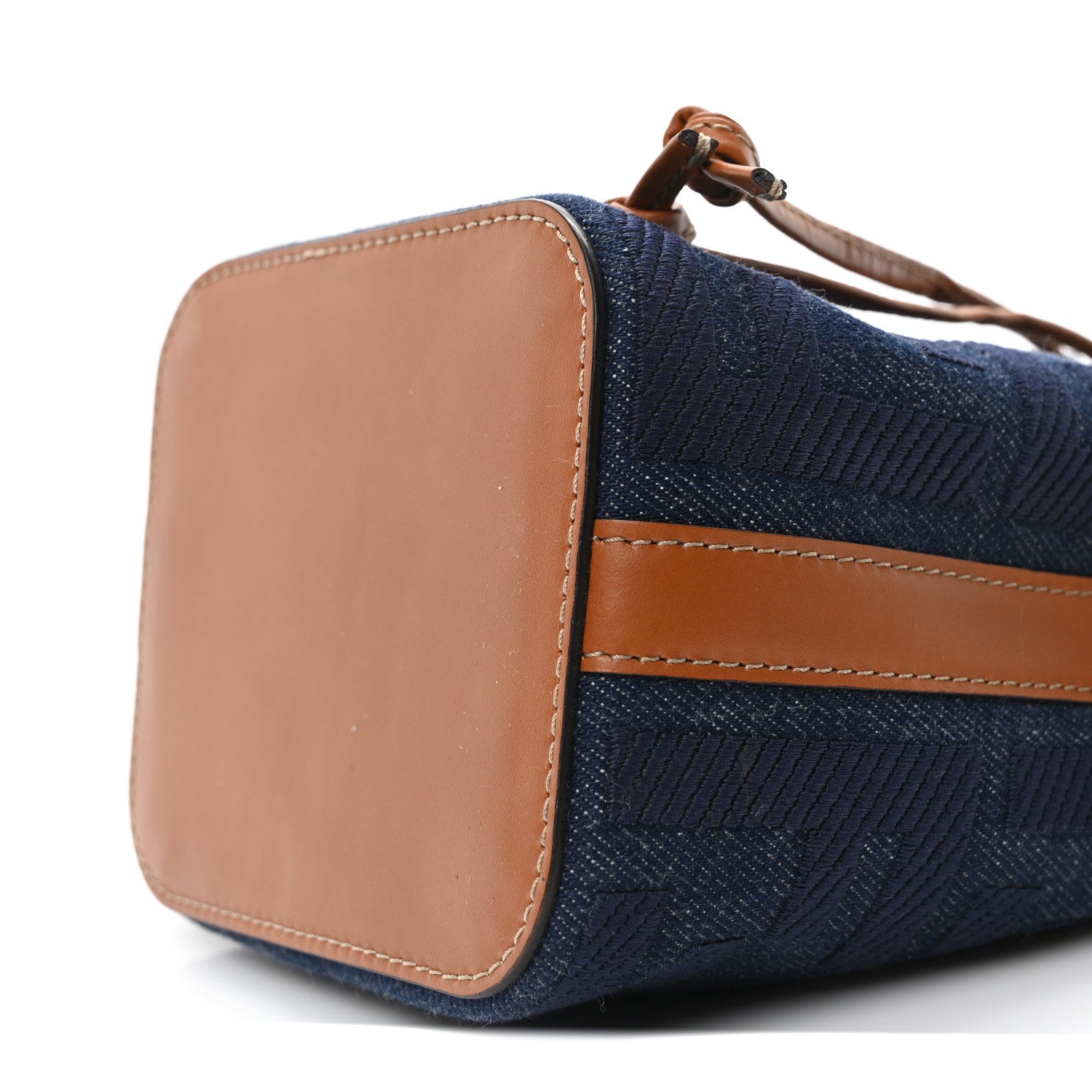 Fendi Denim Vitello King F is Fendi FF Embroidered Mini Mon Tresor Bucket Bag Blue Cuoio 9 of 10