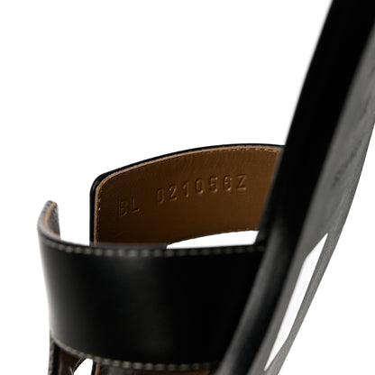 Hermes Box Calfskin Oran Sandals 39 Black 6 of 9
