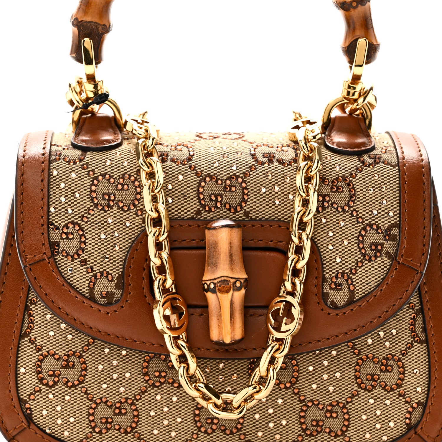 Gucci New Canvas Charisma Calfskin Crystal GG Monogram Small