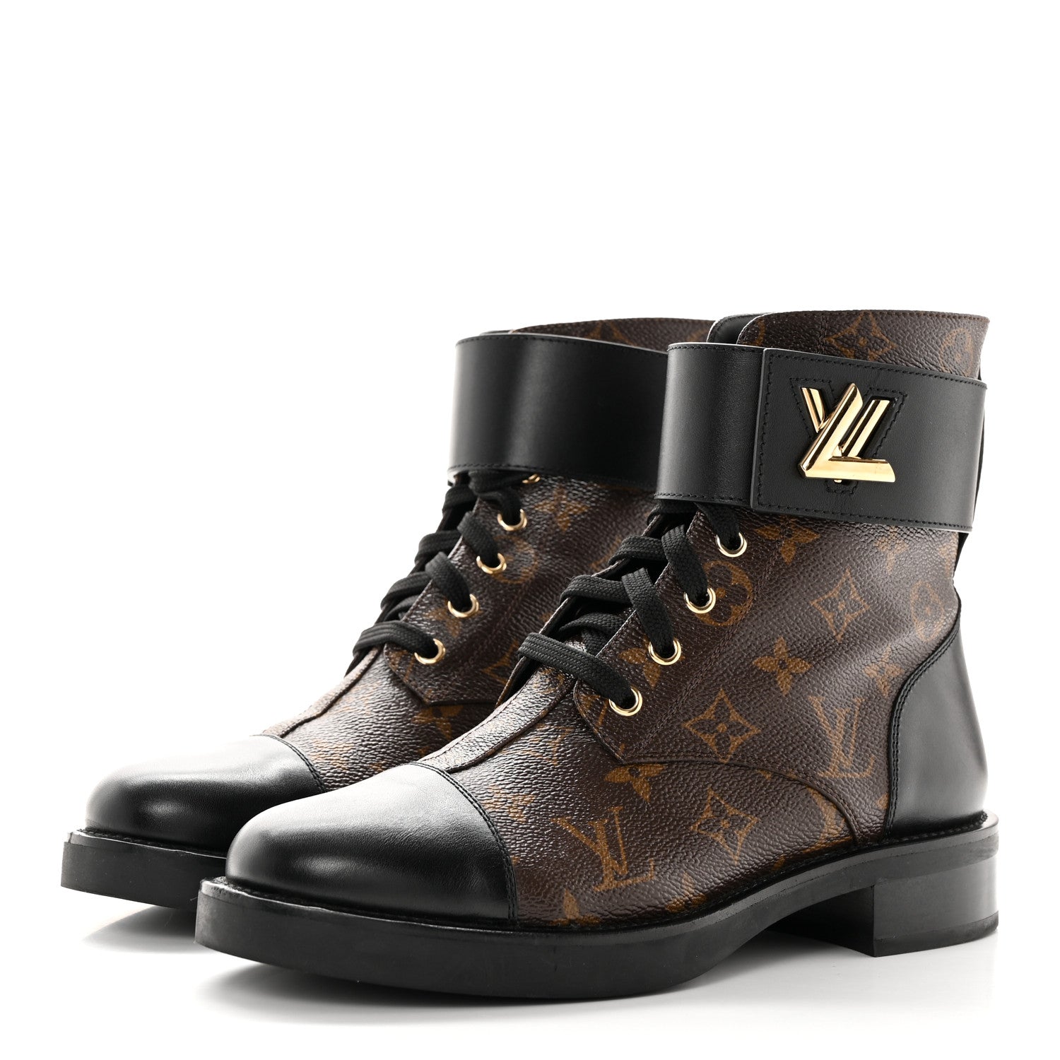 Louis Vuitton Calfskin Monogram Wonderland Flat Ranger Boots 39 Black 3 of 21