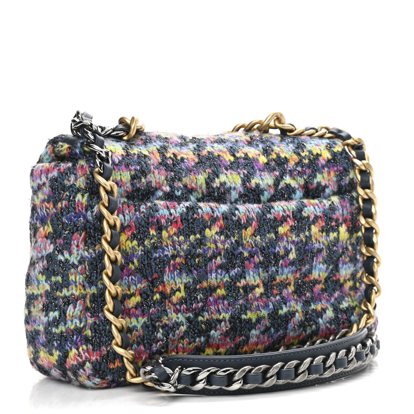 Tweed Quilted Medium Chanel 19 Flap Dark Multicolor