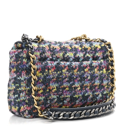 Chanel Tweed Quilted Medium Chanel 19 Flap Dark Multicolor 3 of 10