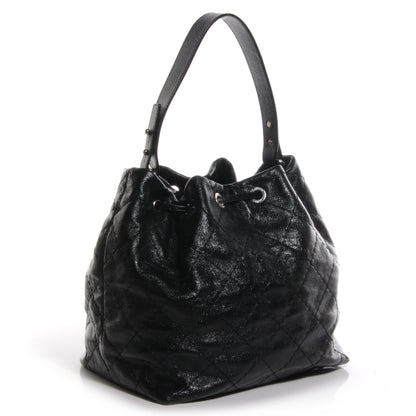 Chanel Glazed Calfskin On The Road Drawstring Tote Black 3 of 7