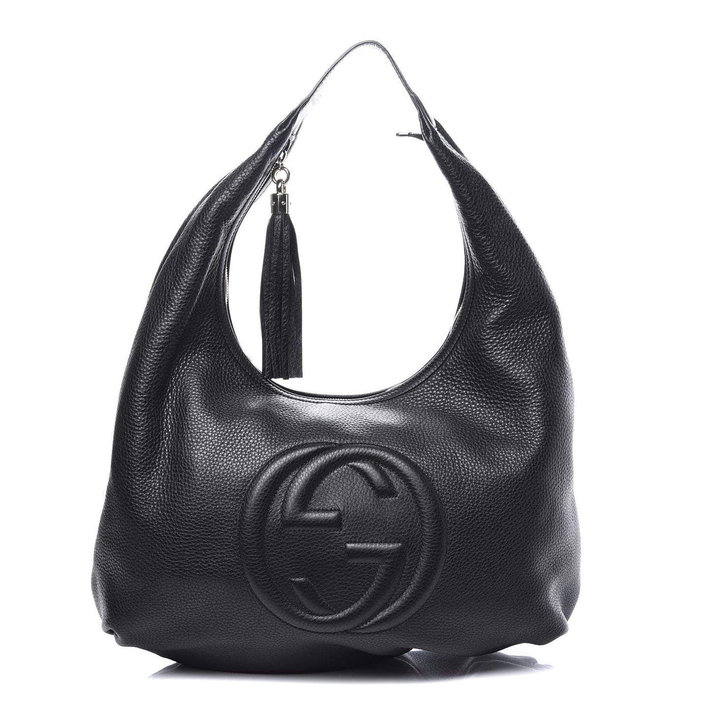 Pebbled Calfskin Large Soho Hobo Black