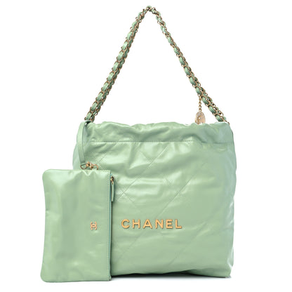 Chanel Shiny Calfskin Quilted Small Chanel 22 Light Green 1 of 10