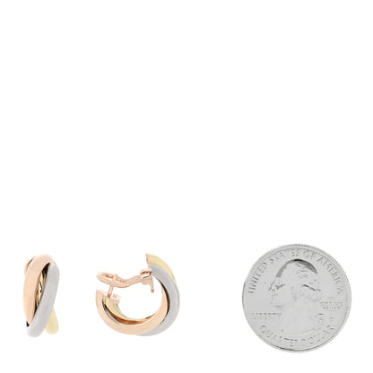 Cartier 18K Pink Yellow White Gold Classic Trinity Hoop Earrings 2 of 6
