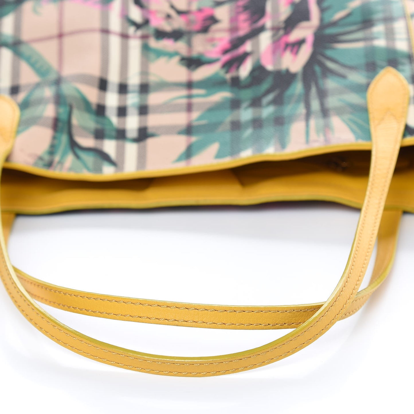 Haymarket Check Small Peony Rose Tote Larch Yellow