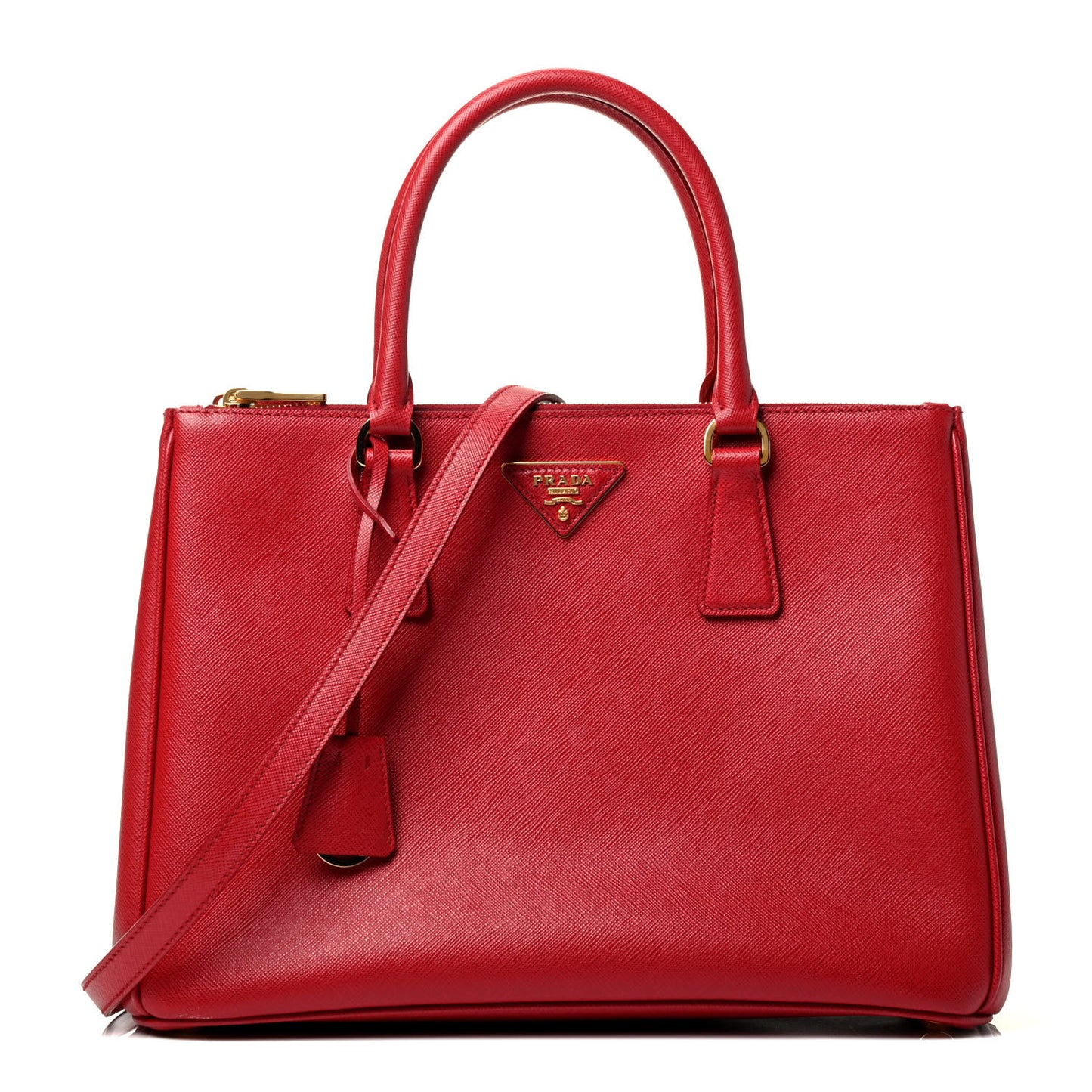 Saffiano Medium Galleria Double Zip Tote Fuoco